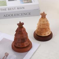 Calendrier Perpétuel Arbre de Noël en Bois de Hêtre, Décoration de Bureau Rotative avec Date, Ornement Calendrier en Bois pour les Fêtes, Art Moderne