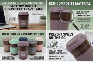Vaso de camping reciclado de 12 onzas, tazas reutilizables con tapa antiderrames, tazas de café resistentes al calor, vasos de viaje - Product Image 3