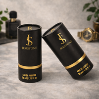 Boîte cylindrique personnalisée avec logo, recyclable, 50 ml, 100 ml, pour flacon de parfum, tube en papier imprimé avec estampage doré, pour emballage cadeau d'huiles essentielles