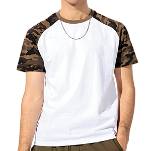 Custom Camouflage Raglan Sleeve <b>T</b> <b>Shirt</b> Men Regular Fit ONeck Casual Jersey Knitted Top Summer Short Sleeve Wholesale <b>T</b> <b>Shirt</b> - Product Image 1