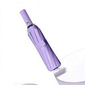Parapluie pliable entièrement automatique à 12 baleines doublement nervurées, sur mesure, avec revêtement noir anti-UV et poignée en plastique résistante aux chocs - Product Image 1