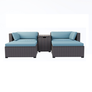 Ensembles de canapés d'extérieur en rotin bleu ciel, très demandés, pour véranda, jardin, cour arrière, meubles de pelouse - Product Image 3