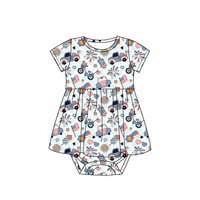 Combinaison-jupe en bambou personnalisée pour bébés filles, manches courtes, 7 Brew, pour tout-petits, avec jupe tourbillon en bambou