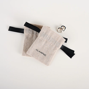 Custom Logo Eco-Friendly <b>Small</b> Linen Jewelry Pouch Natural Burlap Drawstring Gift <b>Bag</b> with Ribbon Bow for Jewelry Packaging - Product Image 4