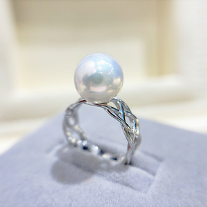 Anillo de Plata S925, Soporte para DIY, Accesorios de Perlas, Joyería de Plata Simple con Cuentas Redondas de 9-13 mm, Anillos de Moda 10444 - Product Image 3
