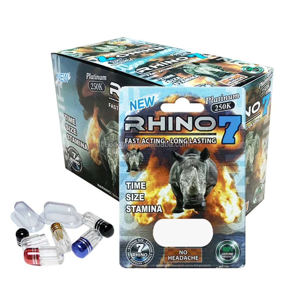 Fabrik One-Stop-Lösung Männer Männliche Verbesserung Rhino 69 Kunststoff 3D-Karte Flasche Aufkleber Blister Rhino Pills Papier box Verpackung