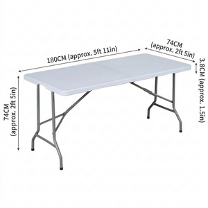 Chaises et tables de banquet de mariage pliables en plastique 180*74*74CM, <span class=keywords><strong>table</strong></span> pliante portable pour le camping et les événements - Product Image 6