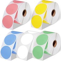 Autocollants thermiques ronds de 2 pouces, étiquettes thermiques multi-usages, autocollants circulaires colorés pour imprimante directe, pour entreprise, bricolage, code, nom, étiquette