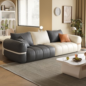 Sofá de Cuero de Lujo Ligero y Sencillo para Sala de Estar, Sofá Moderno de <span class=keywords><strong>Tres</strong></span> o Cuatro Plazas <span class=keywords><strong>en</strong></span> Línea Recta para Apartamentos Pequeños - Product Image 2