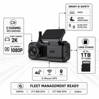 Caméra embarquée E-Link Star ET2G 2CH 2K 4G/WiFi GPS ADAS 1 To TF Étanche Vision Nocturne Double Objectif DVR Flotte Garantie 1 An