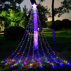 Venda quente 36 LED Cachoeira Luzes IP44 Luzes de Corda ao Ar Livre Luzes de Natal Top com Estrela Decorações de Natal para Casa
