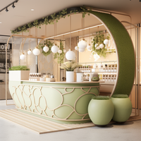 Meubles commerciaux sur mesure, comptoir unique, kiosque à café et thé, présentoir alimentaire avec présentoir à boba, designs 3D pour magasins et centres commerciaux