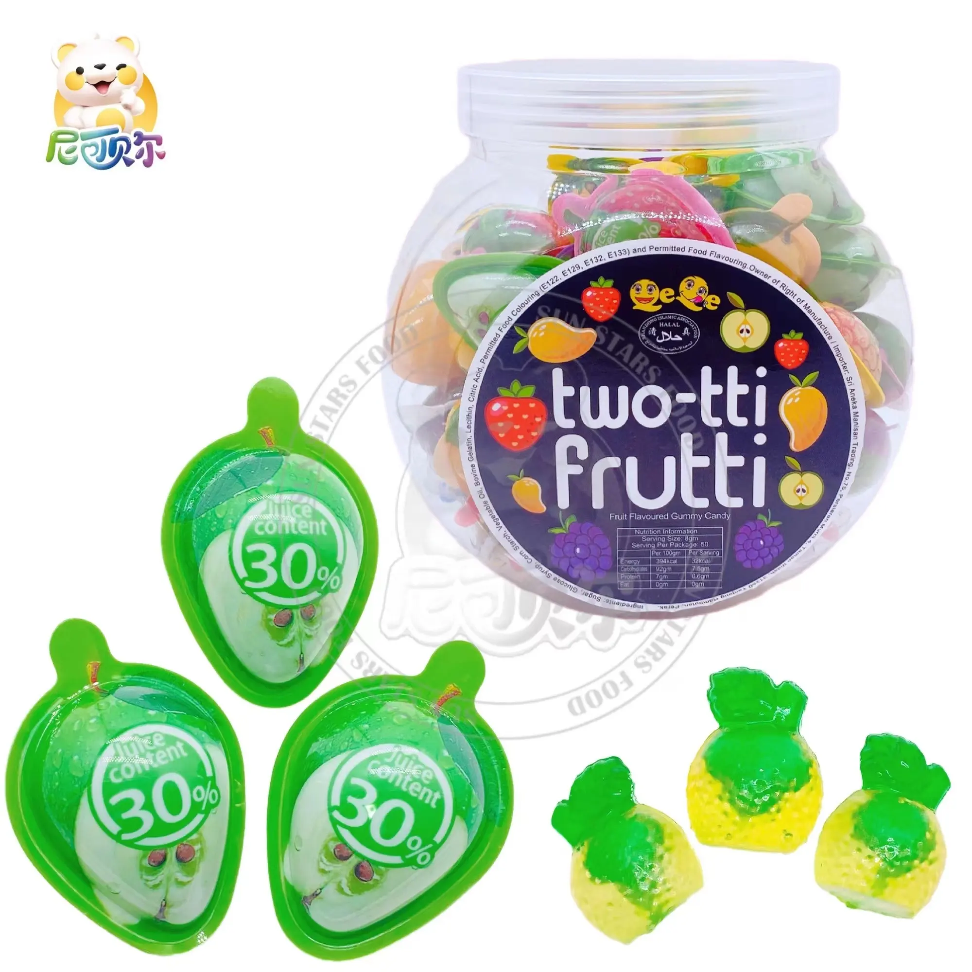 China Wholesale New Fruit Fun Candy 3d Stereoscopic Green Apple Shape Gummy Candy