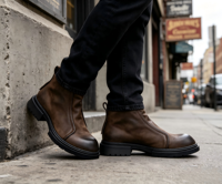 Dropshipping Echtleder Schnürschuhe mit Spitzer Spitze, Lässige Flache Knöchel-Chukka-Stiefel für Herren, Leichtgewichtig für Herbst und Winter