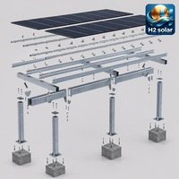 Système de montage de carport solaire H2 Solar Premium Long Life, acier galvanisé de qualité supérieure, inoxydable