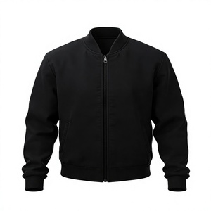 Direct Factory Men's Bomber Jacket Full <b>Zip</b> Solid Color Casual Outerwear Polyester Fleece Material Stand Collar Regular Fit - Product Image 1