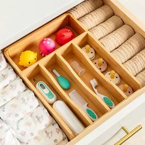 Organizador de cajón de 9 compartimentos para cocina, utensilio expandible de bambú, organizador de cubertería ajustable, soporte organizador de bandeja de cubiertos