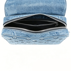 Sac bandoulière en jean gaufré personnalisé OEM ODM, vente en gros, mode, fermeture éclair, bouton, commandes en gros, marque privée - Product Image 6