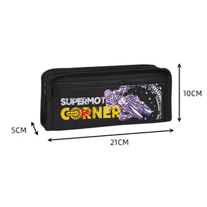 Estuche Escolar de Gran Capacidad con Doble Capa de Tela y Cierre, Estilo Supermot, para Niños, para Material Escolar y Útiles Escolares - Product Image 5