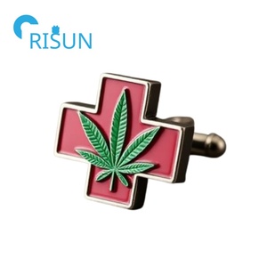 Mancuernillas y Clip de Corbata de Metal con Diseño de Hoja de Hierba, Personalizadas, con Hojas Verdes, Set de Regalo - Product Image 6