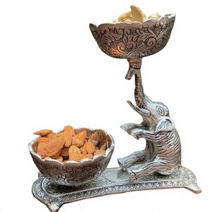 Handmade Metal Oriental Carved <b>elephant</b> Serving Bowl Set with Fruit and Snacks Dish Decorative <b>Gifting</b> Bowls - Product Image 5