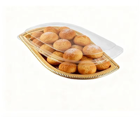 Boîte à dessert haut de gamme, conteneur alimentaire en plastique de qualité alimentaire, plateau de service luxueux en forme de feuille d'or