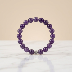 Pulsera de amatista, pulsera de cuentas de amatista púrpura, cuentas redondas de cristal, pulsera de moda para mujer - Product Image 6