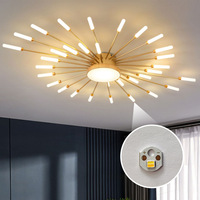 JACKSUN Lustres Modernes Effet Feu d'Artifice pour Salon, Plafonniers Suspendus LED Noirs et Dorés, Éclairage de Plafond LED Intérieur