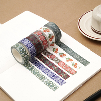 Ensemble de rubans washi floraux personnalisés avec logo, 7 m, ruban adhésif botanique esthétique pour journalisation et artisanat professionnel