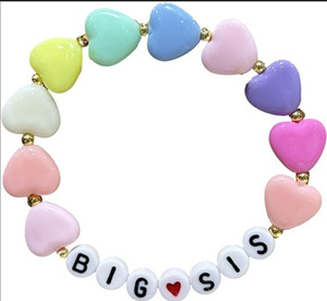 Ensemble de bracelets tissés Big Sister Lettres MIMI perlées bleues et blanches Boudoir en argile polymère Bracelets à breloques BIG SIS - Product Image 6