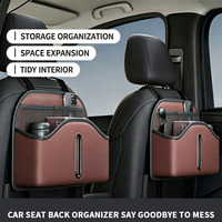 Organisateur de voiture multifonctionnel style professionnel, boîte à mouchoirs en cuir, 1 à 3 compartiments, support de rangement suspendu, sac de siège arrière, accessoires de voiture