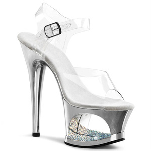 Sandales à talons aiguilles transparents pour femmes, plate-forme à gros talons, strass, <span class=keywords><strong>talon</strong></span> haut de 17 <span class=keywords><strong>Cm</strong></span>, style fermé, Sexy, été, 2022 - Product Image 1