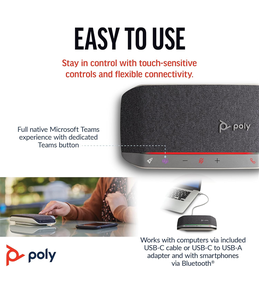 Nouveau, scellé, pour Poly Sync 20 USB-C/A, haut-parleur intelligent portable - Fonctionne avec Teams (certifié), Zoom, PC, Mac, mobile - Product Image 4