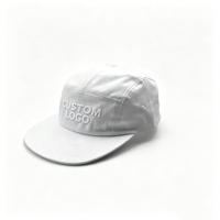 Topi Camper 5 Panel Logo Kustom, Topi Berbahan Katun dengan Tali Pengikat yang Dapat Disesuaikan, Topi Berpinggiran Datar Kustom untuk Pria Wanita, Topi Olahraga Grosir