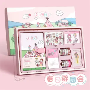 2022 Fashion Cute Sticker Tape Briefpapier Geschenkset für DIY Zubehör Büro Briefpapier Geschenk box Nettes Briefpapier Set für Mädchen