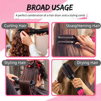 Sèche-cheveux volumateur à air chaud 1200W, lisseur de cheveux électrique à ions négatifs, peigne coiffant, brosse à air chaud, secadora de cabello