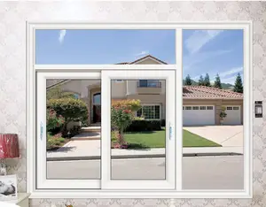 Modern pencere tasarımı çift camlı UPVC sürgülü ev penceresi ızgara tasarımı PVC sürgülü pencereler