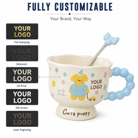 Tasse à boire pour chat à pois la plus vendue avec couvercle et cuillère pour couples, livraison rapide, carton d'exportation, prix pour commande en gros