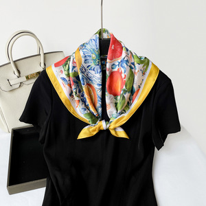 <b>Silk</b> <b>Scarf</b> 70x70cm Vintage Oil Painting Lemon Print <b>Square</b> <b>Scarf</b> Wholesale - Product Image 4