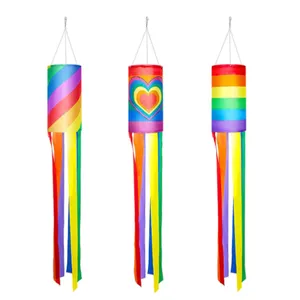 Custom design rainbow windsock silk screen printing gay pride windsock 24"