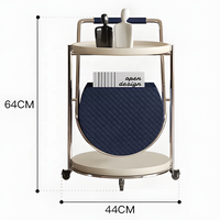 Table d'appoint roulante de luxe italienne, style moderne minimaliste crème pour salon