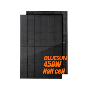 Bluesun 400 W 420 W 440 W vollschwarzes n-Typ-Topcon-Solarpanel in EU Rotterdam auf Lager mit hoher Effizienz