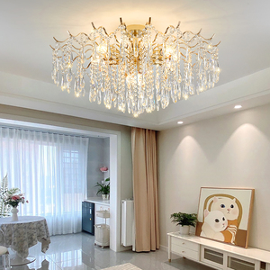 Lustre en cristal français moderne de luxe pour villa, style minimaliste crème, luminaire de plafond pour salon, chambre à coucher, restaurant - Product Image 4