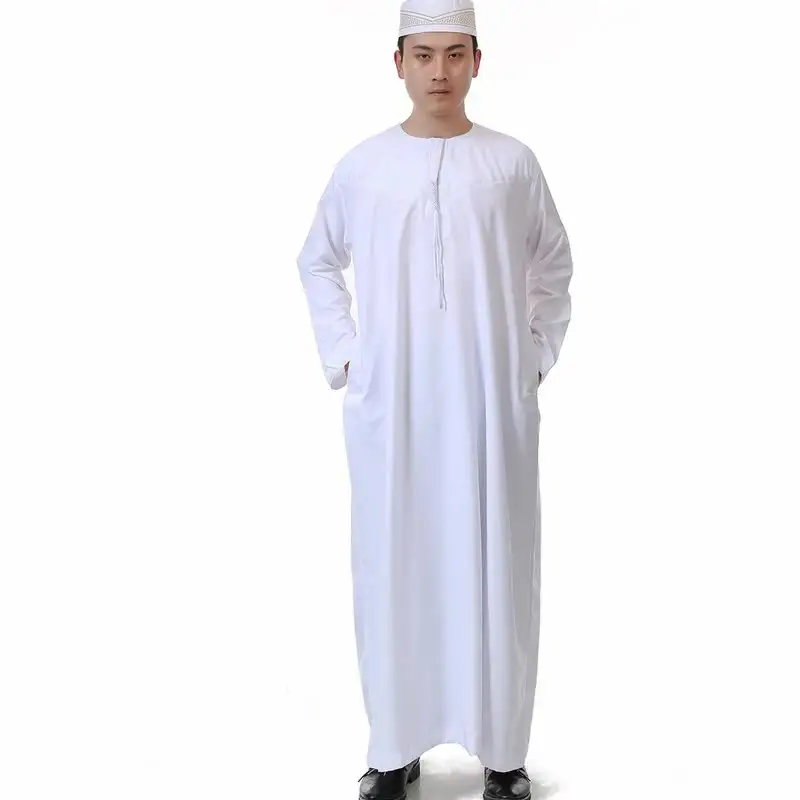 卸売サウジアラビア中東メンズ服アラブローブメンズ新しいドバイ服ポリエステルオマーンローブ