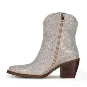 WETKISS OEM Vintage Western Femmes <span class=keywords><strong>Bottes</strong></span> Snip Toe Chunky Talon Fantaisie Filles Strass Bottines Scintillant <span class=keywords><strong>Cowboy</strong></span> <span class=keywords><strong>Bottes</strong></span> pour la Fête - Product Image 3