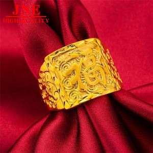 Nouvelle bague <span class=keywords><strong>pour</strong></span> <span class=keywords><strong>homme</strong></span> plaquée or, style rétro, en or alluvial de Thaïlande, modèle Domineewhite Fufa avec caractère chinois Cai, bague ouverte, directement de la source - Product Image 3
