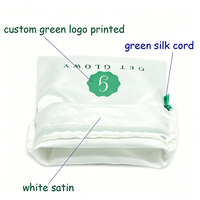 Pochette à cordon en satin de soie blanc de haute qualité avec logo personnalisé pour bijoux, perruques, cils et cheveux SA-31