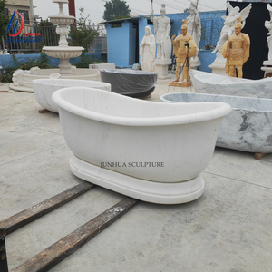 现代奢华独立式纯白色大理石浴室浴缸天然石材浴缸高抛光 - Product Image 6