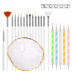 Juego de 22 piezas de pinceles y bolígrafos para decoración de uñas, kit profesional de herramientas para decoración de uñas con paleta de mezcla de resina y soporte para pinceles para salón o uso personal. - Product Image 1
