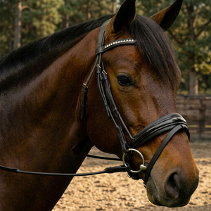 Handmade Durable Brown Horse Leather Bridle with <b>Crystal</b> Browband and Bit Breathable - Product Image 6